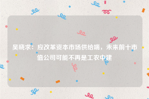 吴晓求：应改革资本市场供给端，未来前十市值公司可能不再是工农中建