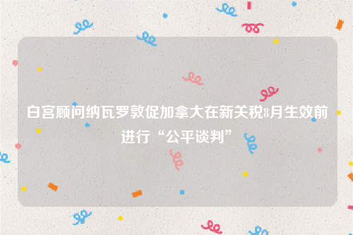 白宫顾问纳瓦罗敦促加拿大在新关税8月生效前进行“公平谈判”