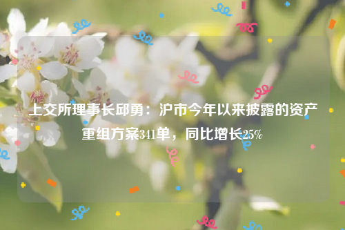 上交所理事长邱勇：沪市今年以来披露的资产重组方案341单，同比增长25%