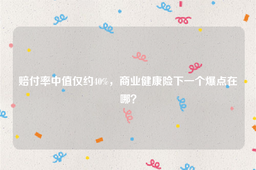 赔付率中值仅约40%，商业健康险下一个爆点在哪？