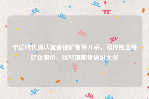宁德时代确认宜春锂矿暂停开采，赣锋锂业等矿企股价、碳酸锂期货纷纷大涨