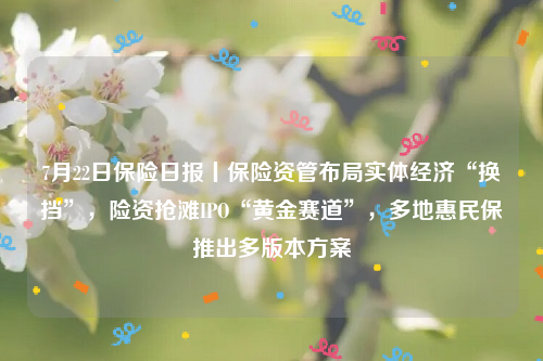 7月22日保险日报丨保险资管布局实体经济“换挡”，险资抢滩IPO“黄金赛道”，多地惠民保推出多版本方案