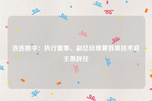 连连数字：执行董事、副总经理兼首席技术官王愚辞任