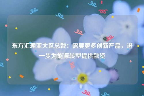 东方汇理亚太区总裁：需要更多创新产品，进一步为能源转型提供融资