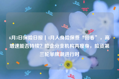 6月3日保险日报丨4月人身险保费“回春”，高增速能否持续？险企分支机构再瘦身，险资第三轮举牌潮进行时