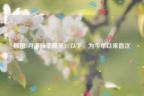 韩国5月通胀率降至2%以下，为今年以来首次