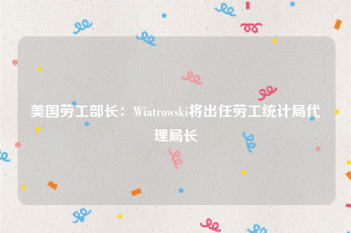 美国劳工部长：Wiatrowski将出任劳工统计局代理局长
