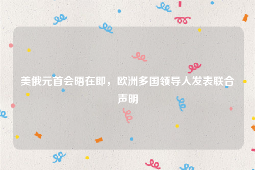美俄元首会晤在即，欧洲多国领导人发表联合声明
