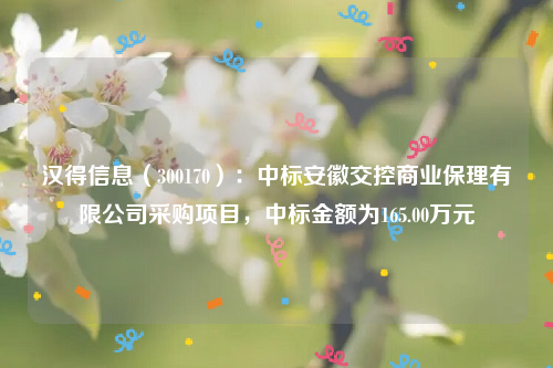 汉得信息（300170）：中标安徽交控商业保理有限公司采购项目，中标金额为165.00万元