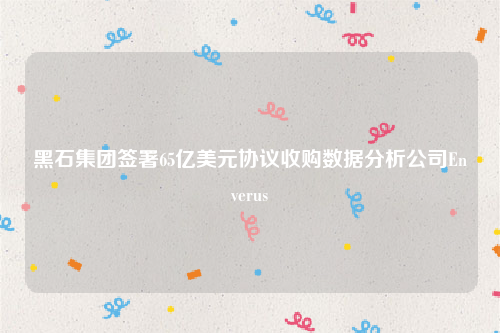 黑石集团签署65亿美元协议收购数据分析公司Enverus
