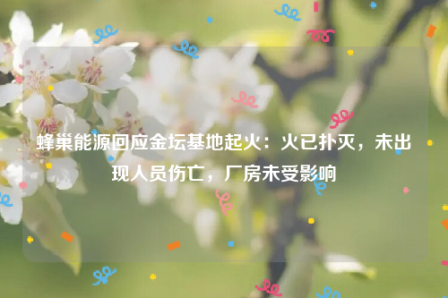 蜂巢能源回应金坛基地起火：火已扑灭，未出现人员伤亡，厂房未受影响