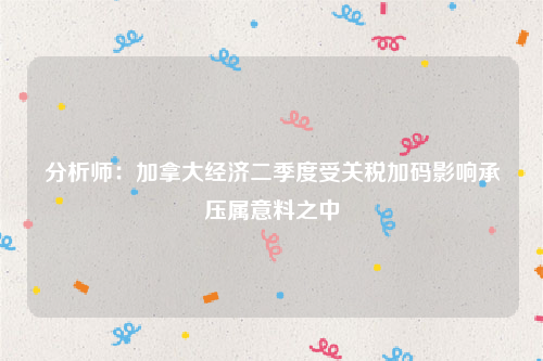 分析师：加拿大经济二季度受关税加码影响承压属意料之中