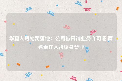 华夏人寿处罚落地：公司被吊销业务许可证 两名责任人被终身禁业