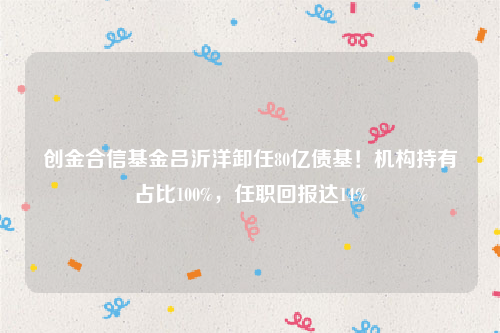 创金合信基金吕沂洋卸任80亿债基！机构持有占比100%，任职回报达14%