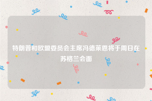 特朗普和欧盟委员会主席冯德莱恩将于周日在苏格兰会面