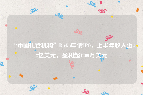 “币圈托管机构”BitGo申请IPO，上半年收入近42亿美元，盈利超1200万美元