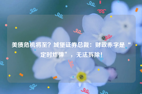美债危机将至？城堡证券总裁：财政赤字是“定时炸弹”，无法拆除！