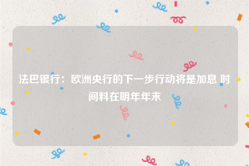 法巴银行：欧洲央行的下一步行动将是加息 时间料在明年年末