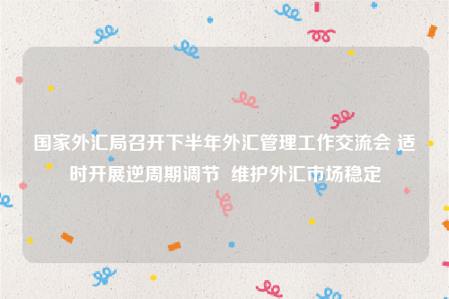 国家外汇局召开下半年外汇管理工作交流会 适时开展逆周期调节  维护外汇市场稳定