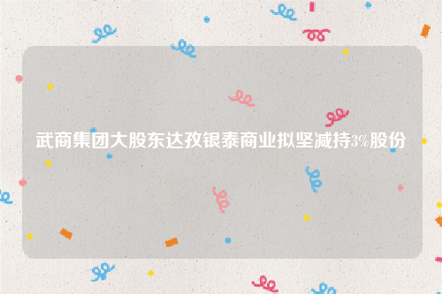 武商集团大股东达孜银泰商业拟坚减持3%股份