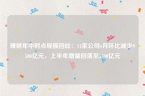 理财年中时点规模回吐：14家公司6月环比减少9500亿元，上半年增量回落至5300亿元