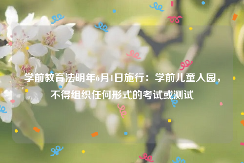 学前教育法明年6月1日施行：学前儿童入园，不得组织任何形式的考试或测试