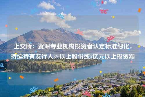 上交所：资深专业机构投资者认定标准细化，持续持有发行人3%以上股份或5亿元以上投资额
