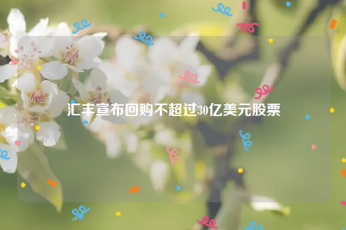 汇丰宣布回购不超过30亿美元股票