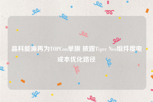 晶科能源再为TOPCon举旗 披露Tiger Neo组件度电成本优化路径