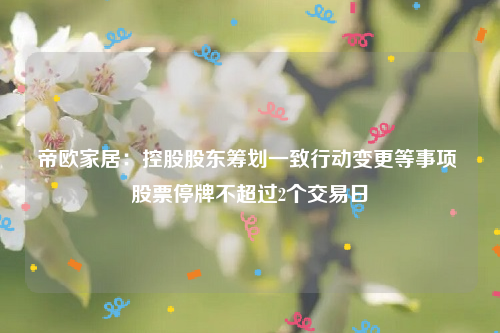 帝欧家居：控股股东筹划一致行动变更等事项 股票停牌不超过2个交易日