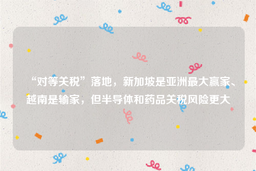 “对等关税”落地，新加坡是亚洲最大赢家、越南是输家，但半导体和药品关税风险更大