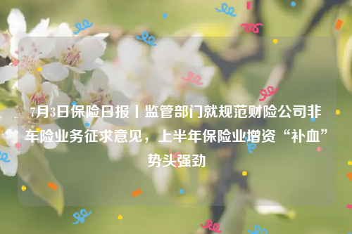 7月3日保险日报丨监管部门就规范财险公司非车险业务征求意见，上半年保险业增资“补血”势头强劲