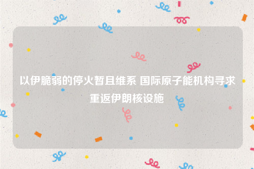 以伊脆弱的停火暂且维系 国际原子能机构寻求重返伊朗核设施