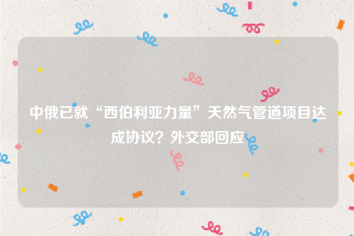 中俄已就“西伯利亚力量”天然气管道项目达成协议？外交部回应