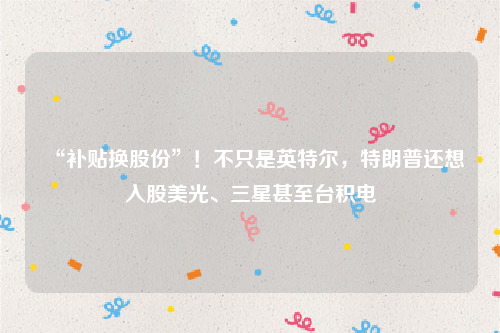 “补贴换股份”！不只是英特尔，特朗普还想入股美光、三星甚至台积电