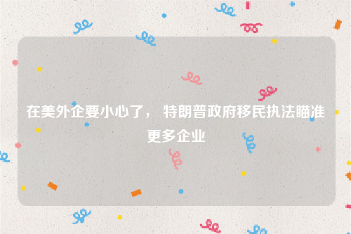 在美外企要小心了， 特朗普政府移民执法瞄准更多企业