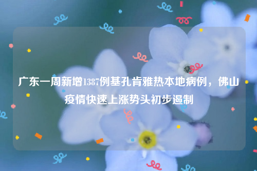 广东一周新增1387例基孔肯雅热本地病例，佛山疫情快速上涨势头初步遏制
