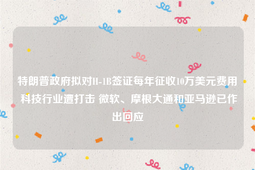 特朗普政府拟对H-1B签证每年征收10万美元费用 科技行业遭打击 微软、摩根大通和亚马逊已作出回应