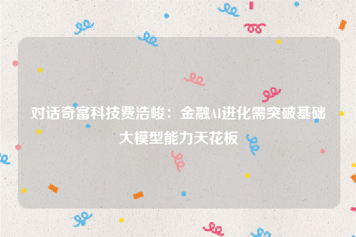 对话奇富科技费浩峻：金融AI进化需突破基础大模型能力天花板
