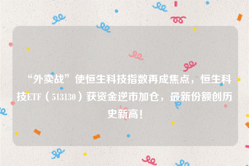 “外卖战”使恒生科技指数再成焦点，恒生科技ETF（513130）获资金逆市加仓，最新份额创历史新高！