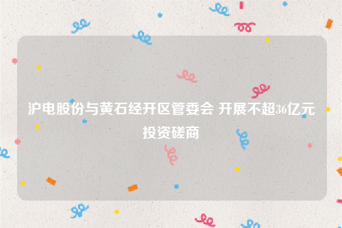 沪电股份与黄石经开区管委会 开展不超36亿元投资磋商