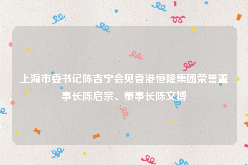上海市委书记陈吉宁会见香港恒隆集团荣誉董事长陈启宗、董事长陈文博