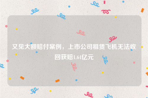 又见大额赔付案例，上市公司租赁飞机无法收回获赔1.64亿元