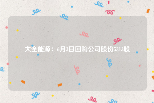 大全能源：6月3日回购公司股份5313股