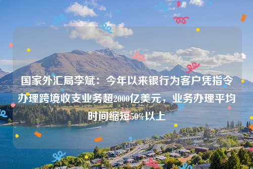 国家外汇局李斌：今年以来银行为客户凭指令办理跨境收支业务超2000亿美元，业务办理平均时间缩短50%以上