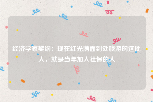 经济学家樊纲：现在红光满面到处旅游的这批人，就是当年加入社保的人