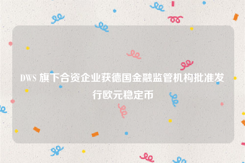 DWS 旗下合资企业获德国金融监管机构批准发行欧元稳定币