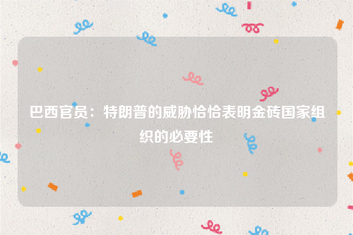 巴西官员：特朗普的威胁恰恰表明金砖国家组织的必要性