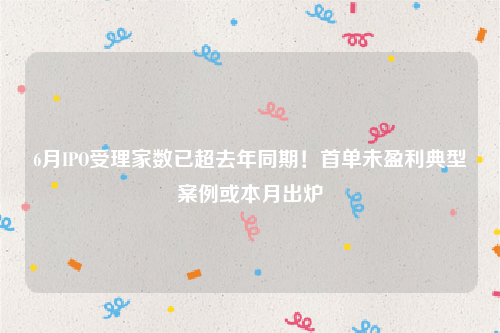 6月IPO受理家数已超去年同期！首单未盈利典型案例或本月出炉