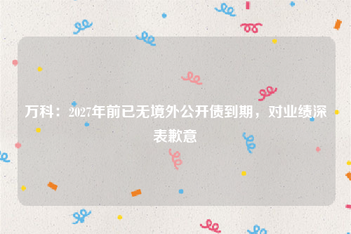 万科：2027年前已无境外公开债到期，对业绩深表歉意